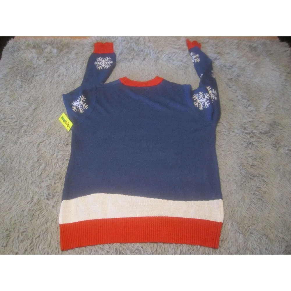 Tipsy Elves Sweater Mens XL Blue Trees Christmas Ugly Graphic Pullover